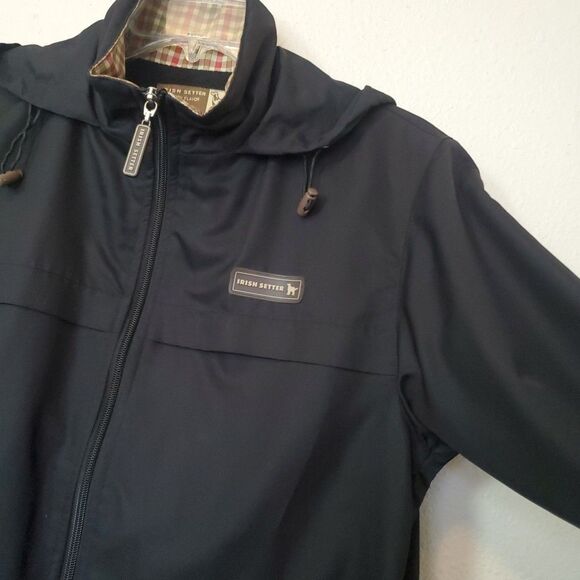 Irish Setter Country Flavor Rain Hoodie Jacket Full Zip Lined Womens Sz M Black - Picture 9 of 16